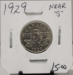 1929 CANADIAN FIVE-CENT - NEAR S - UNGRADED - AS PICTURED