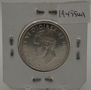 1945 CANADA CIRCULATION 50-CENT COIN (NARROW DATE 5/5)