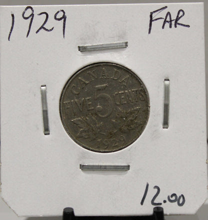 1929 CANADIAN FIVE-CENT - FAR - UNGRADED - AS PICTURED