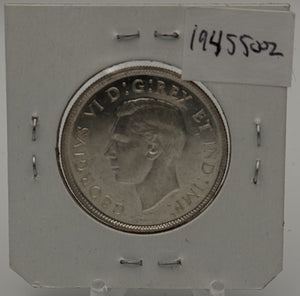 1945 CANADA CIRCULATION 50-CENT COIN (WIDE DATE POINTED 5)