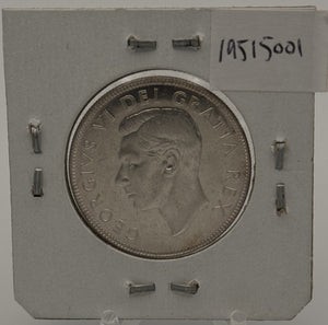 1951 CANADA CIRCULATION 50-CENT COIN (NARROW DATE)