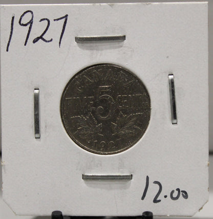 1927 CANADIAN FIVE-CENT - UNGRADED - AS PICTURED
