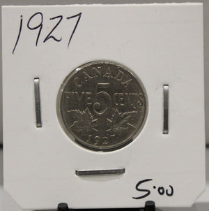 1927 CANADIAN FIVE CENT - UNGRADED - AS PICTURED