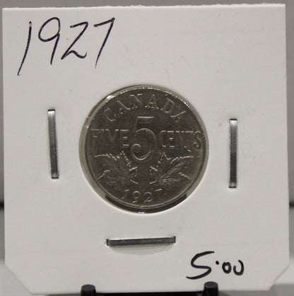 1927 CANADIAN FIVE CENT - UNGRADED - AS PICTURED