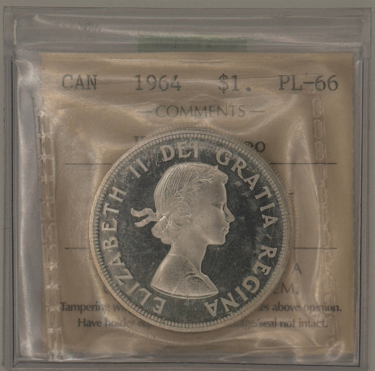 1964 CANADA CIRCULATION SILVER DOLLAR; HEAVY CAMEO - PL-66 - AS PICTURED