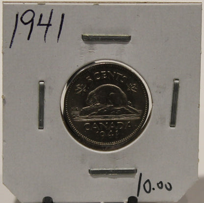 1941 CANADIAN FIVE-CENT - UNGRADED - AS PICTURED