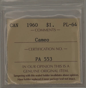 1960 CANADA CIRCULATION SILVER DOLLAR - PL-64 - AS PICTURED