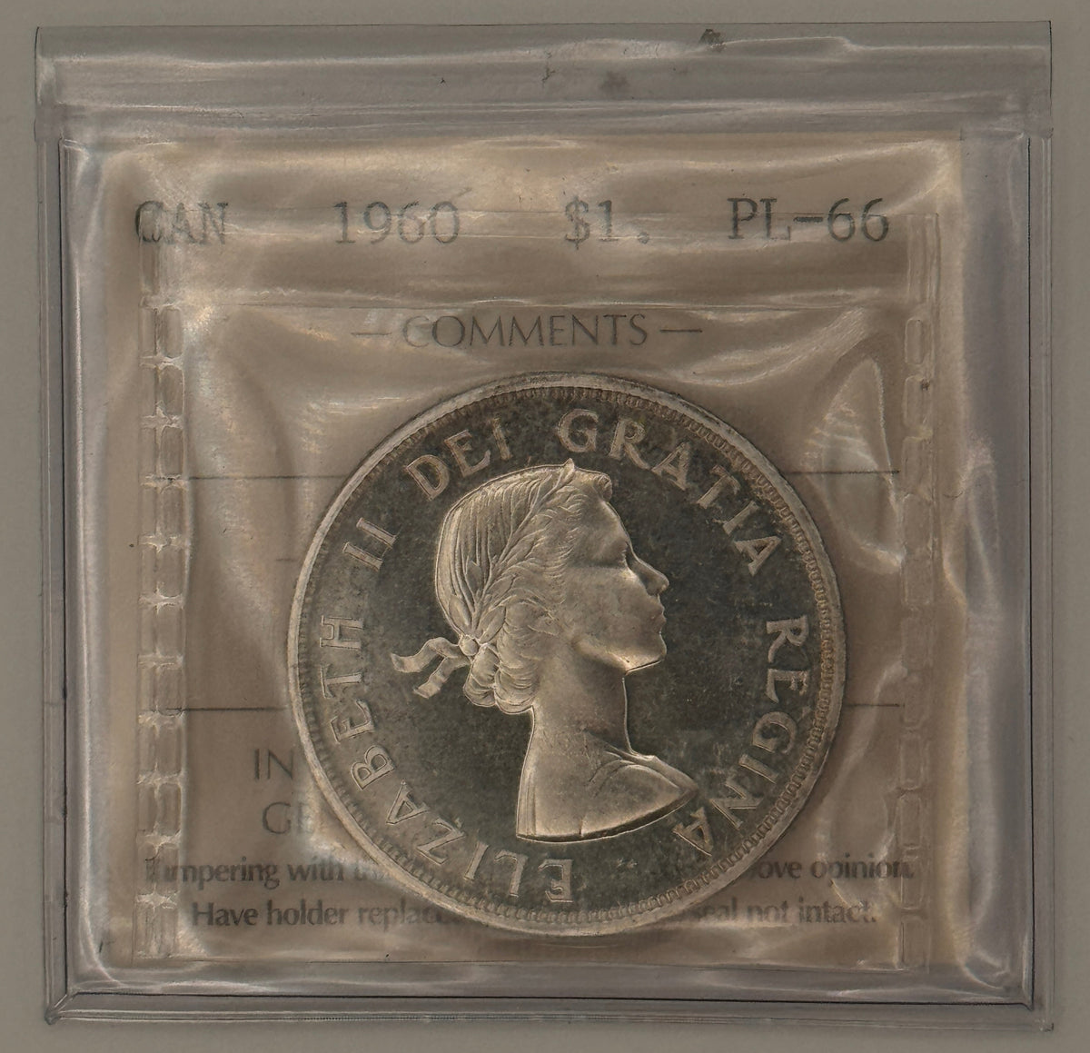 1960 CANADA CIRCULATION SILVER DOLLAR; CAMEO - PL-66 - AS PICTURED