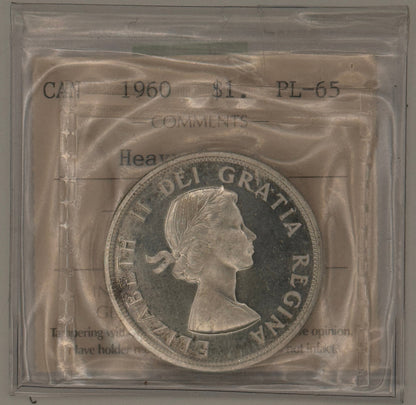1960 CANADA CIRCULATION SILVER DOLLAR; HEAVY CAMEO - PL-65 - AS PICTURED