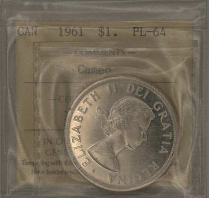 1961 CANADA CIRCULATION SILVER DOLLAR - CAMEO - PL-64 - AS PICTURED
