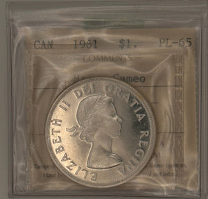 1961 CANADA CIRCULATION SILVER DOLLAR - HEAVY CAMEO - PL-65 - AS PICTURED