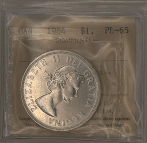 1964 CANADA CIRCULATION SILVER DOLLAR - PL-65 - AS PICTURED