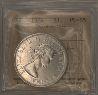 1964 CANADA CIRCULATION SILVER DOLLAR - PL-65 - AS PICTURED