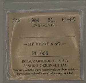1964 CANADA CIRCULATION SILVER DOLLAR - PL-65 - AS PICTURED