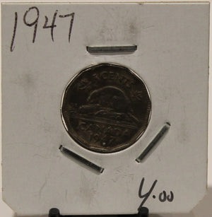 1947 CANADIAN FIVE-CENT - UNGRADED - AS PICTURED