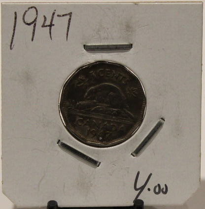 1947 CANADIAN FIVE-CENT - UNGRADED - AS PICTURED