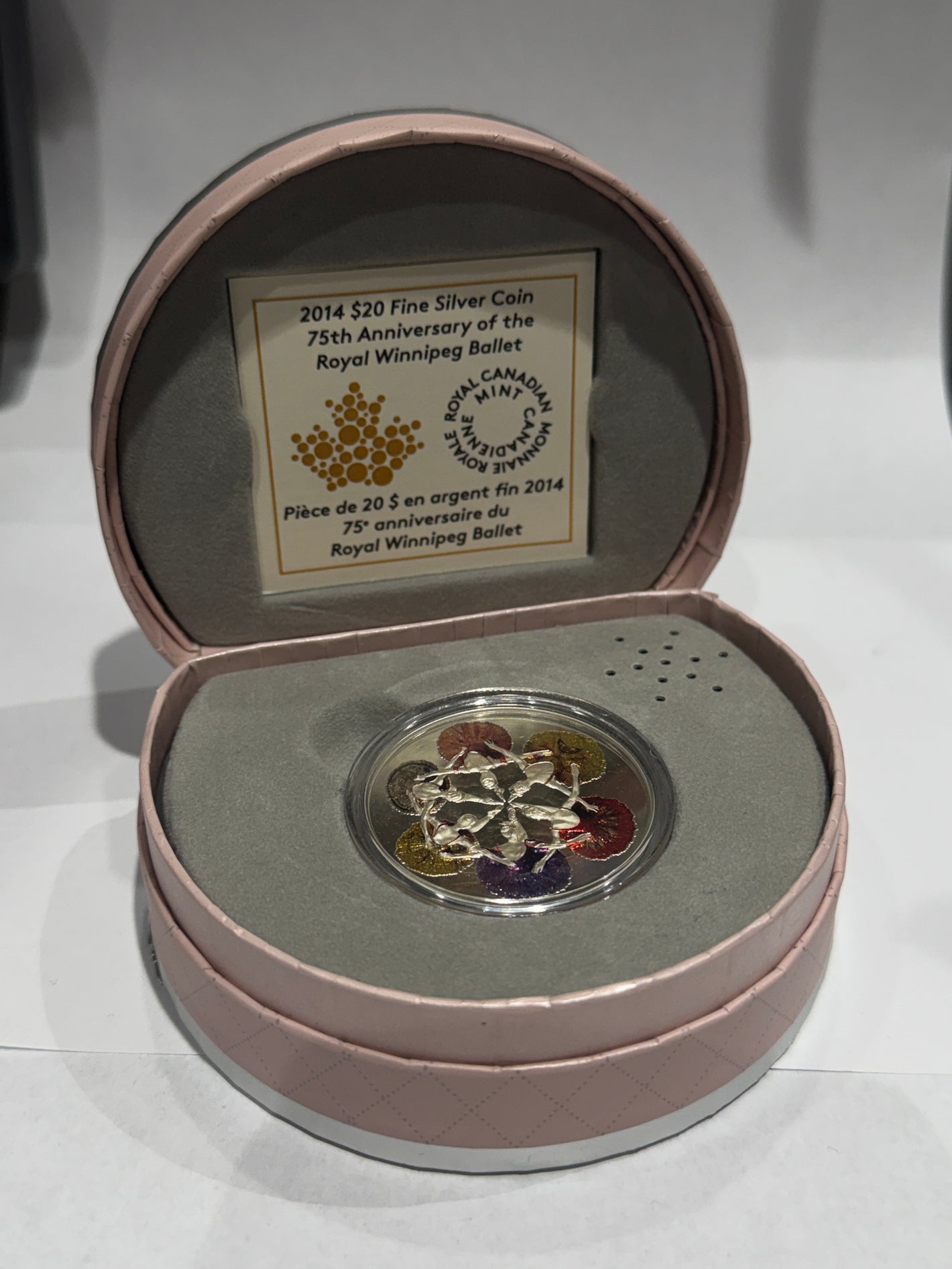 [AUCTION ONLY] 2014 1oz $20 75TH ANNIVERSARY OF THE ROYAL WINNIPEG BALLET FINE SILVER COIN