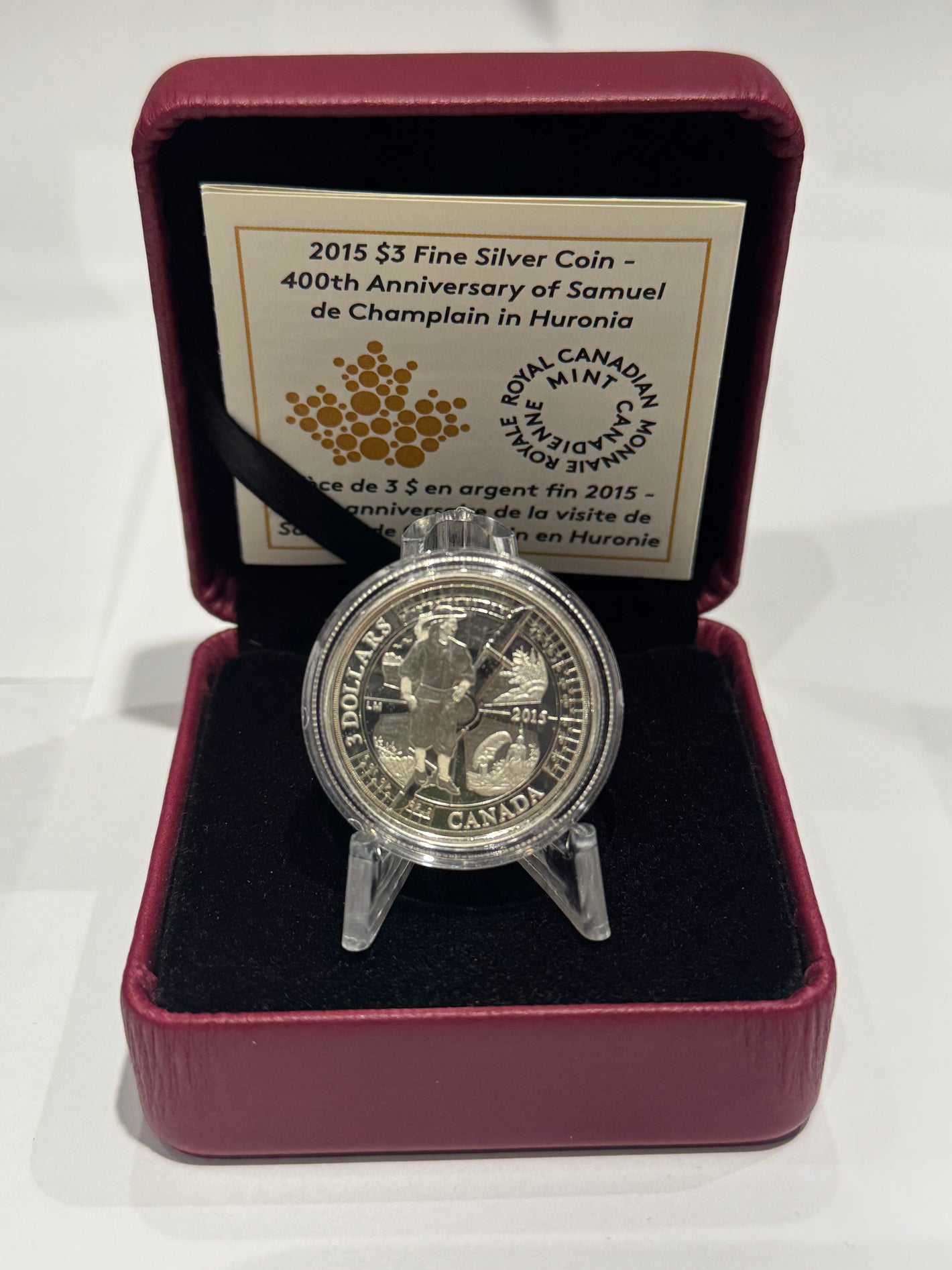 [AUCTION ONLY] 2015 1/4oz $3 400TH ANNIVERSARY OF SAMUEL DE CHAMPLAIN IN HURONIA FINE SILVER