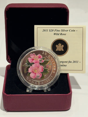 [AUCTION ONLY] 2011 1oz $20 WILD ROSE FINE SILVER COIN