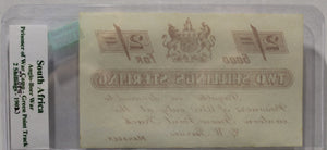 SOUTH AFRICA P.O.W. TWO SHILLINGS STERLING - GREEN POINT TRACK - BOER WAR 1898-1902