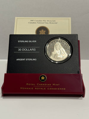 [AUCTION ONLY] 2007 1oz CANADIAN WAR MEMORIALS CANADIAN NATIONAL VIMY MEMORIAL STERLING SILVER