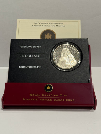 [AUCTION ONLY] 2007 1oz CANADIAN WAR MEMORIALS CANADIAN NATIONAL VIMY MEMORIAL STERLING SILVER