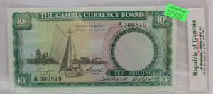 GAMBIA TEN SHILLING BANKNOTE - DATED 1965-1970 - P 16