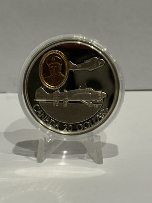 [AUCTION ONLY] 1990 1oz $20 AVRO ANSON AND THE NORTH AMERICAN HARVARD ROBERT LECKIE - 1-1