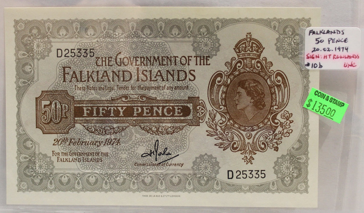 FALKLANDS 50 PENCE BANKNOTE - DATED FEB 20 1974 UNC