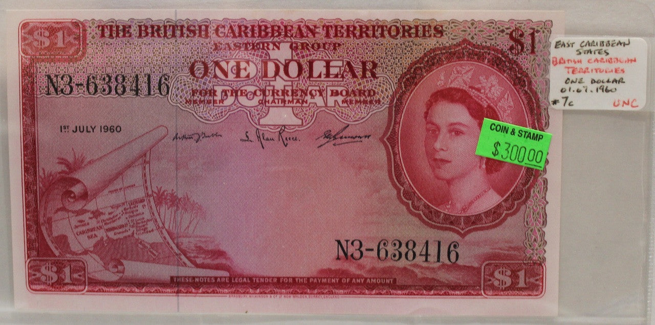 BRITISH EAST CARIBBEAN TERRITORIES 1 DOLLAR BANKNOTE - DATED JULY 1ST 1960
