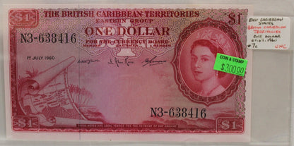 BRITISH EAST CARIBBEAN TERRITORIES 1 DOLLAR BANKNOTE - DATED JULY 1ST 1960