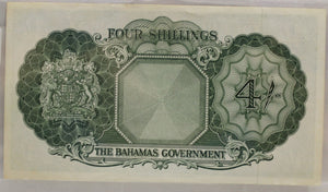 BAHAMAS 4 SHILLING BANKNOTE - NO DATE 1953 - UNC