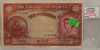 BAHAMAS 10 SHILLING BANKNOTE - NO DATE 1953 - UNC