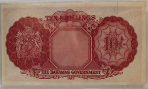 BAHAMAS 10 SHILLING BANKNOTE - NO DATE 1953 - UNC