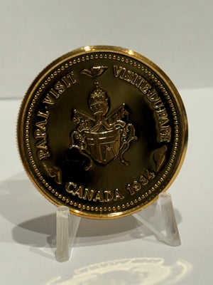 [AUCTION ONLY] 1984 CANADA PAPAL VISIT GOLD PLATED POPE JOHN PAUL II MEDAL