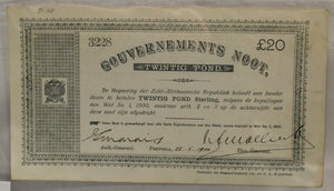 SOUTH AFRICA ANGLO-BOER WAR 20 POUND BANKNOTE - DATED MAY 28 1900