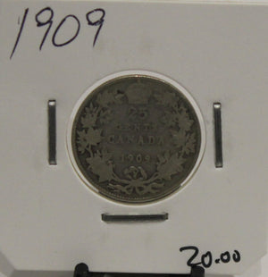 1909 CIRCULATION 25-CENT COIN - UNGRADED - AS PICTURED