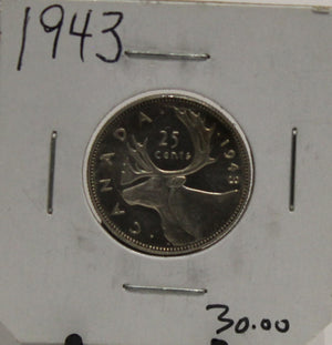 1943 CIRCULATION 25-CENT COIN - UNGRADED - AS PICTURED