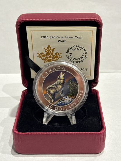 [AUCTION ONLY] 2015 1OZ $20 THE WOLF FINE SILVER COLOURED COIN