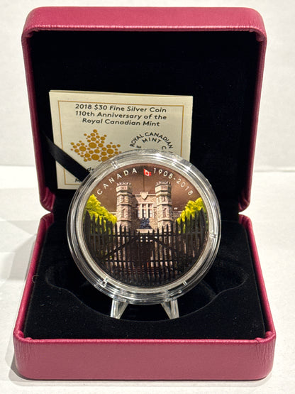 [AUCTION ONLY] 2018 2OZ $30 110TH ANNIVERSARY OF THE ROYAL CANADIAN MINT FINE SILVER COIN