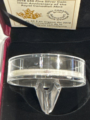 [AUCTION ONLY] 2018 2OZ $30 110TH ANNIVERSARY OF THE ROYAL CANADIAN MINT FINE SILVER COIN