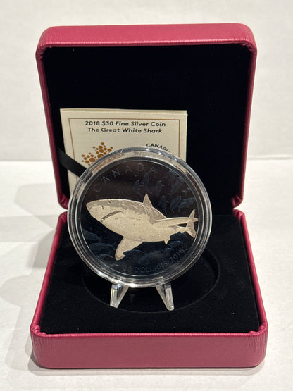 [AUCTION ONLY] 2018 2OZ $30 THE GREAT WHITE SHARK FINE SILVER COIN