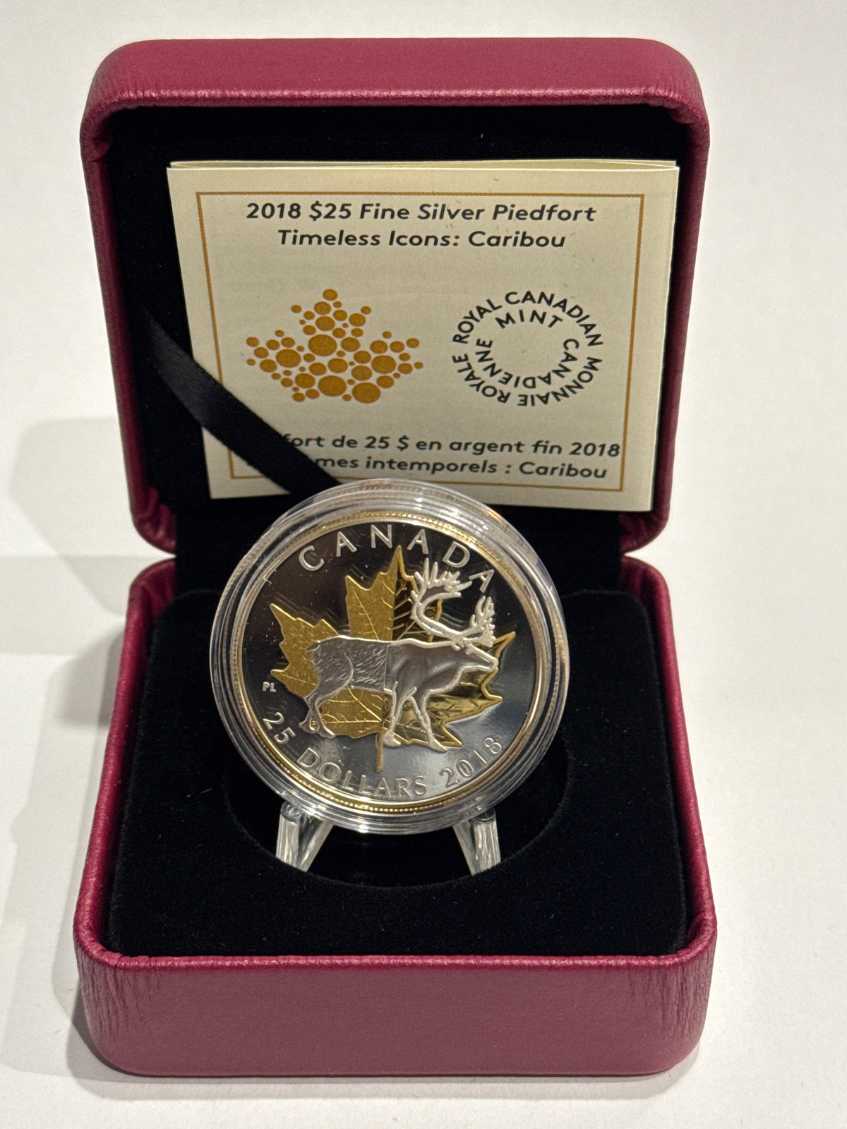 [AUCTION ONLY] 2018 1OZ $25 PIEDFORT TIMELESS ICONS CARIBOU FINE SILVER COIN