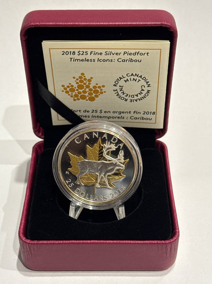 [AUCTION ONLY] 2018 1OZ $25 PIEDFORT TIMELESS ICONS CARIBOU FINE SILVER COIN