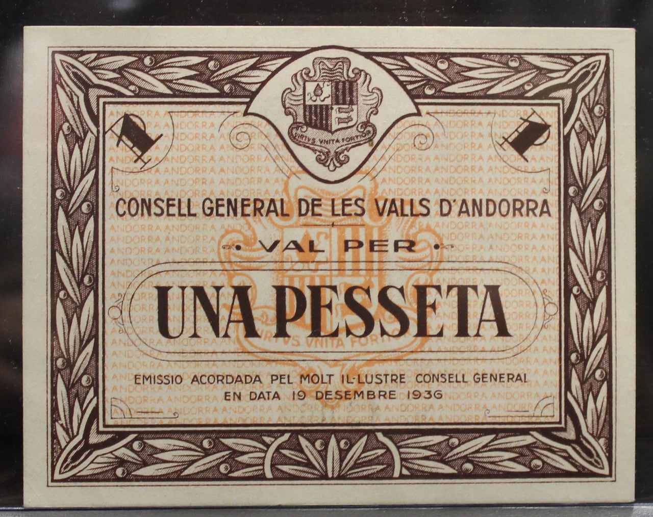 ANDORRA  SPANISH CIVIL WAR 1 PESSETA BANKNOTE - DATED DEC 19 1936 - P#6