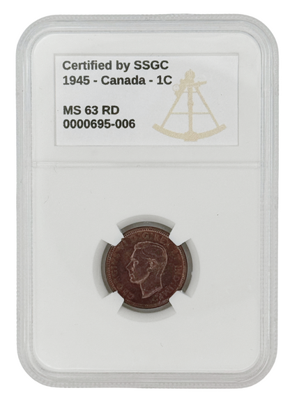 1945 1 CENT CANADA – MS 63 – GRADED (349-015)