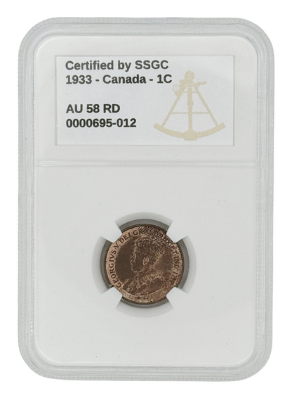 1933 1 CENT CANADA – AU 58 – GRADED (346-006)