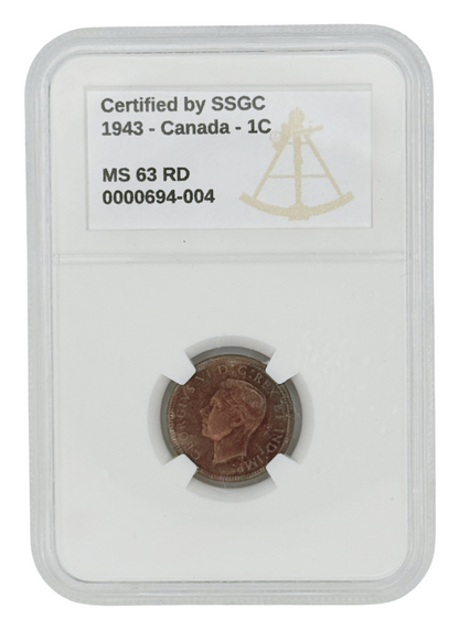1943 1 CENT CANADA – MS 63 – GRADED (348-011)
