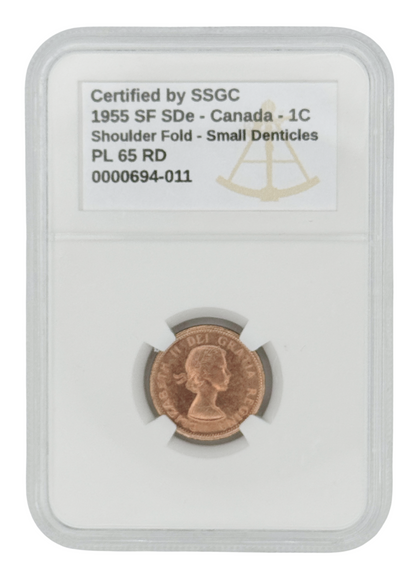 1955 1 CENT CANADA SF SDE – PL 65 – GRADED (346-013)