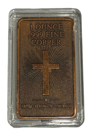 1oz FAITH-STRENGTH-COURAGE | JOSHUA1:9 BIBLE VERSE COPPER BAR